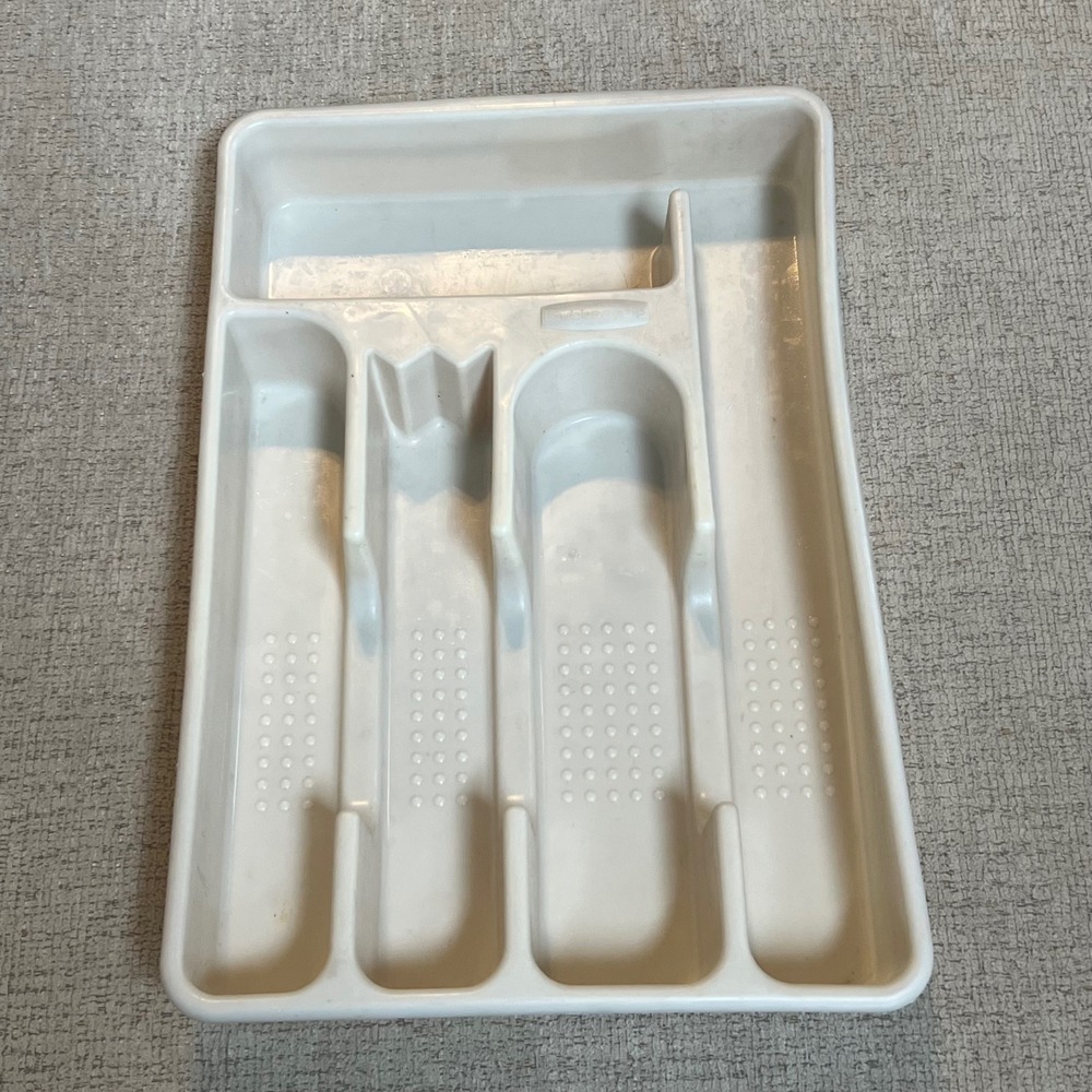 Vintage Rubbermaid Cutlery Organizer 2919 Bisque‎ White Kitchen Drawer Tray 1994
